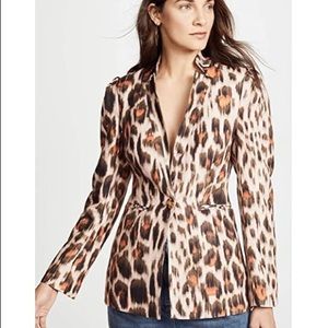 C/Meo Collective Leopard Print Linen Blazer